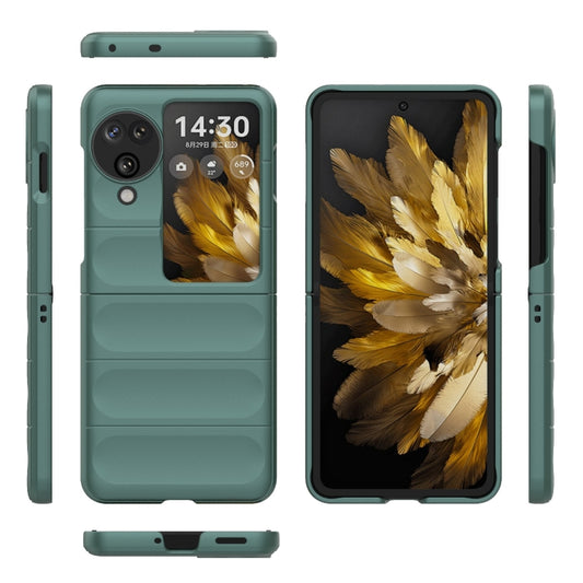 For OPPO Find N3 Flip Magic Shield Fold PC Shockproof Phone Case(Dark Green) - OPPO Cases by buy2fix | Online Shopping UK | buy2fix