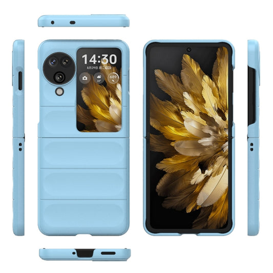For OPPO Find N3 Flip Magic Shield Fold PC Shockproof Phone Case(Light Blue) - OPPO Cases by buy2fix | Online Shopping UK | buy2fix
