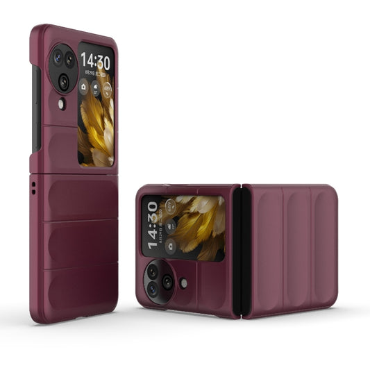 For OPPO Find N3 Flip Magic Shield Fold PC Shockproof Phone Case(Wine Red) - OPPO Cases by buy2fix | Online Shopping UK | buy2fix