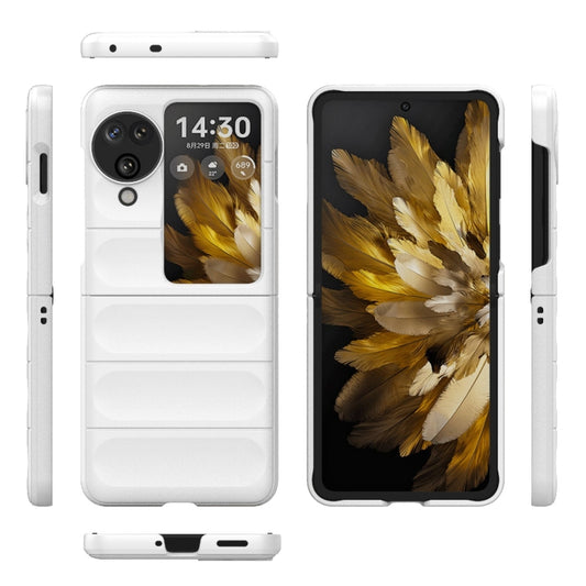 For OPPO Find N3 Flip Magic Shield Fold PC Shockproof Phone Case(White) - OPPO Cases by buy2fix | Online Shopping UK | buy2fix