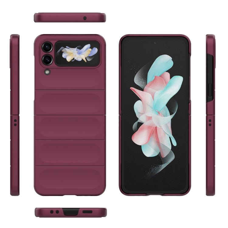 For Samsung Galaxy Z Flip4 5G Magic Shield Fold PC Shockproof Phone Case(Wine Red) by buy2fix
