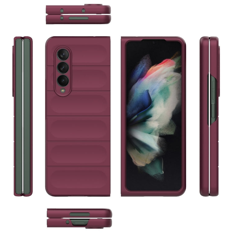 For Samsung Galaxy Z Fold3 5G Magic Shield Fold PC Shockproof Phone Case(Wine Red) by buy2fix