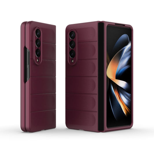 For Samsung Galaxy Z Fold4 5G Magic Shield Fold PC Shockproof Phone Case(Wine Red) by buy2fix