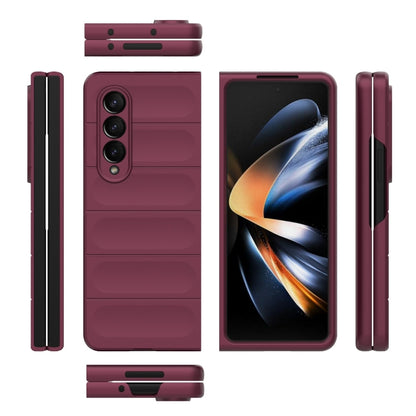 For Samsung Galaxy Z Fold4 5G Magic Shield Fold PC Shockproof Phone Case(Wine Red) by buy2fix