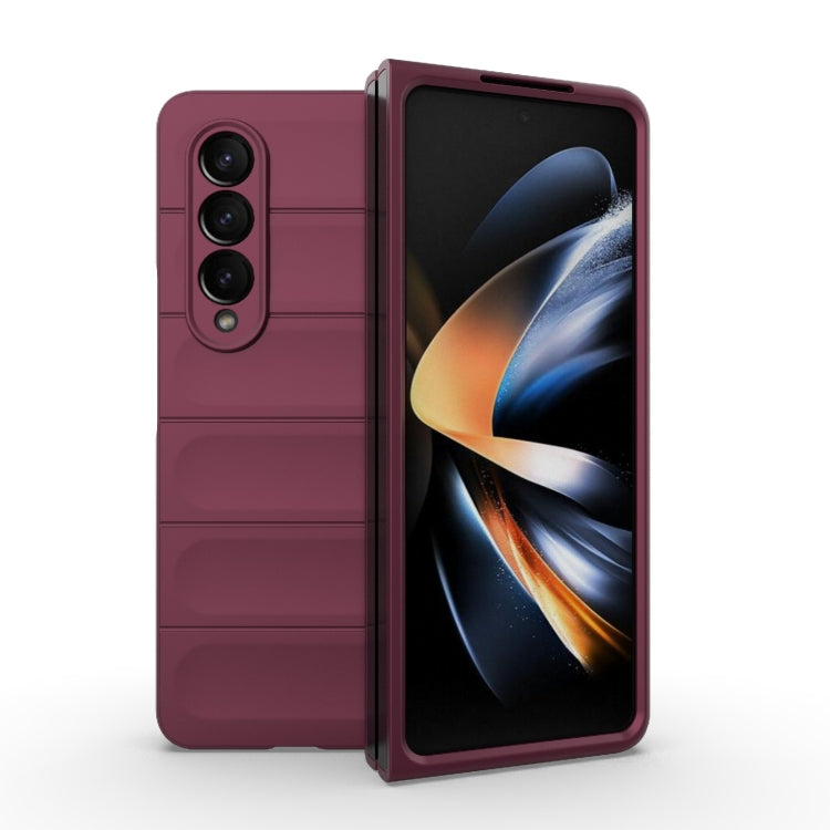 For Samsung Galaxy Z Fold4 5G Magic Shield Fold PC Shockproof Phone Case(Wine Red) by buy2fix