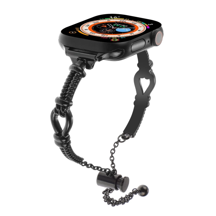 For Apple Watch SE 2023 44mm Twist Metal Bracelet Chain Watch Band(Black) by buy2fix