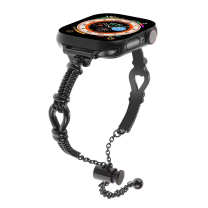 For Apple Watch SE 2023 44mm Twist Metal Bracelet Chain Watch Band(Black) by buy2fix