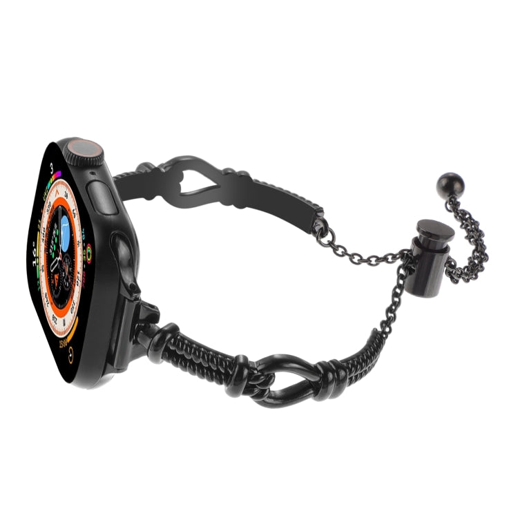 For Apple Watch SE 2023 44mm Twist Metal Bracelet Chain Watch Band(Black) by buy2fix