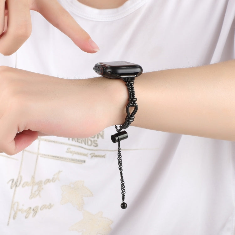 For Apple Watch SE 2023 44mm Twist Metal Bracelet Chain Watch Band(Black) by buy2fix