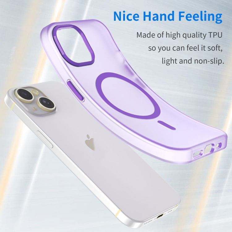 For iPhone 14 MagSafe Frosted Translucent TPU + PC Full Coverage Phone Case(Dark Purple) by buy2fix
