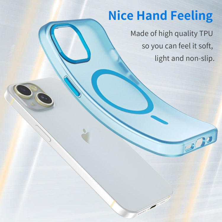 For iPhone 14 MagSafe Frosted Translucent TPU + PC Full Coverage Phone Case(Blue) by buy2fix