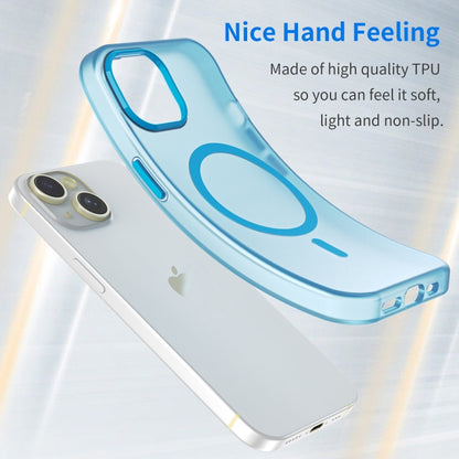 For iPhone 14 MagSafe Frosted Translucent TPU + PC Full Coverage Phone Case(Blue) by buy2fix
