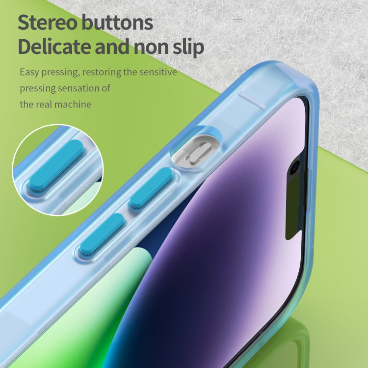 For iPhone 14 MagSafe Frosted Translucent TPU + PC Full Coverage Phone Case(Blue) by buy2fix