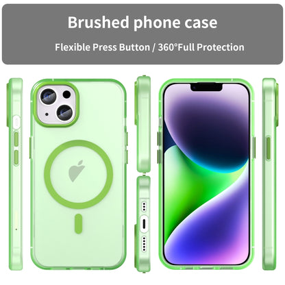 For iPhone 14 MagSafe Frosted Translucent TPU + PC Full Coverage Phone Case(Green) by buy2fix