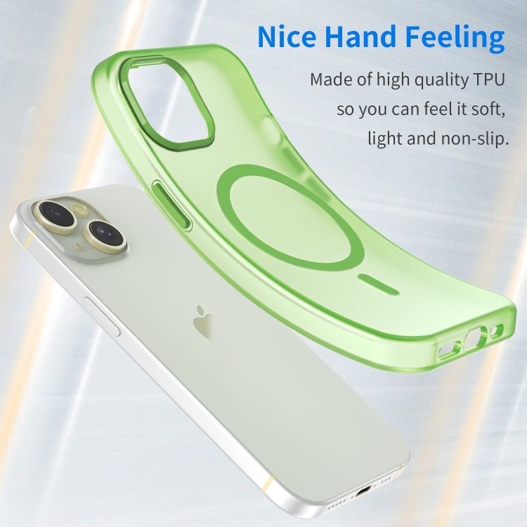 For iPhone 14 MagSafe Frosted Translucent TPU + PC Full Coverage Phone Case(Green) by buy2fix