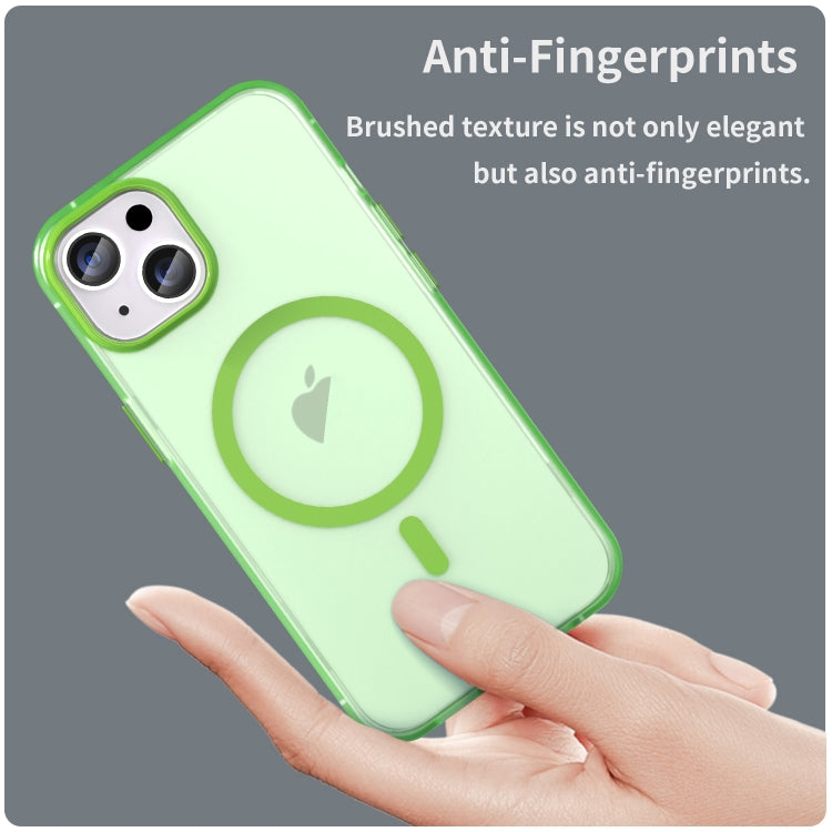 For iPhone 14 MagSafe Frosted Translucent TPU + PC Full Coverage Phone Case(Green) by buy2fix
