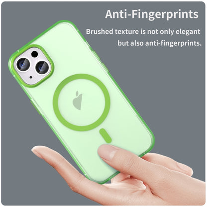 For iPhone 14 MagSafe Frosted Translucent TPU + PC Full Coverage Phone Case(Green) by buy2fix