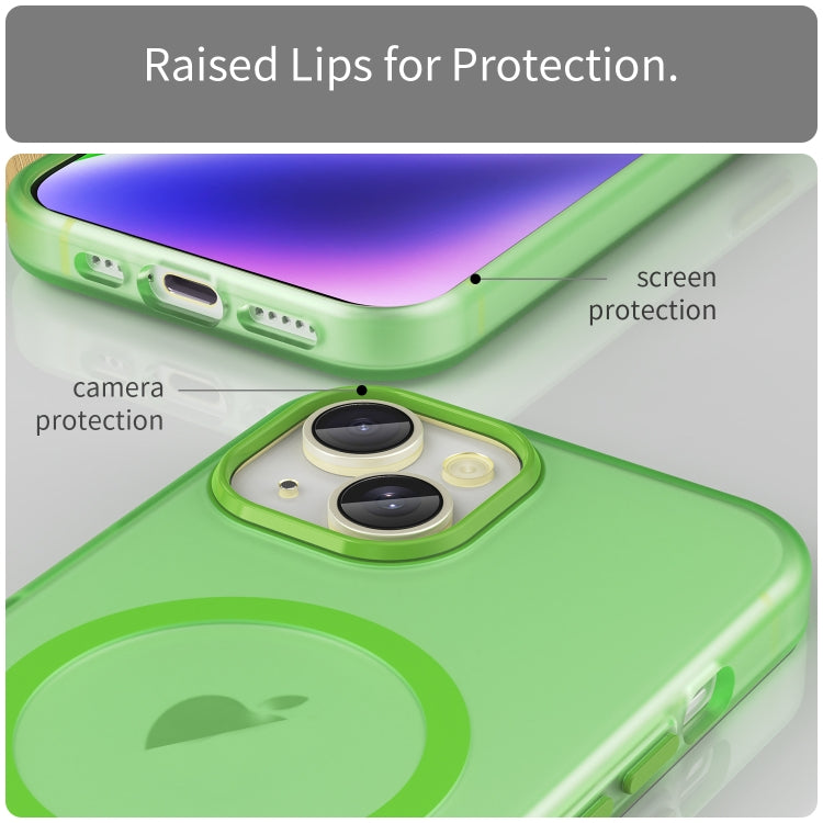 For iPhone 14 MagSafe Frosted Translucent TPU + PC Full Coverage Phone Case(Green) by buy2fix