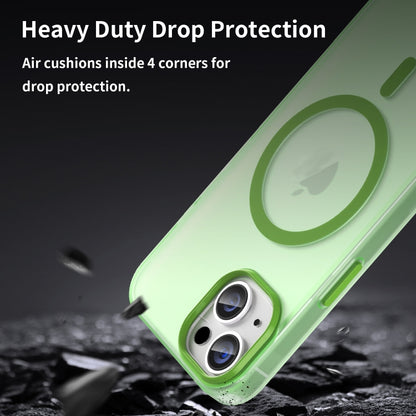 For iPhone 14 MagSafe Frosted Translucent TPU + PC Full Coverage Phone Case(Green) by buy2fix