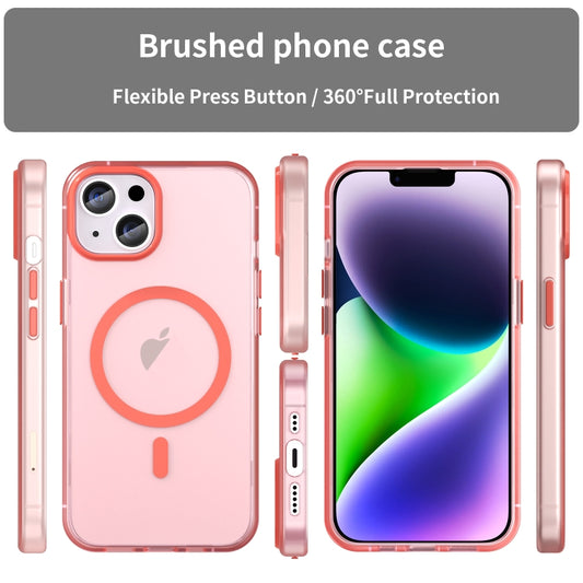 For iPhone 14 MagSafe Frosted Translucent TPU + PC Full Coverage Phone Case(Red) by buy2fix