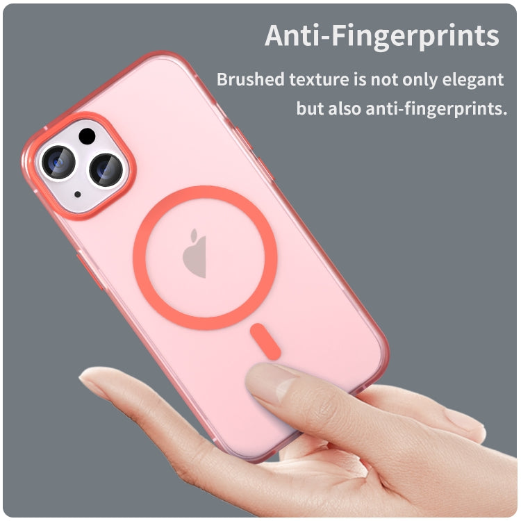 For iPhone 14 MagSafe Frosted Translucent TPU + PC Full Coverage Phone Case(Red) by buy2fix