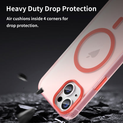 For iPhone 14 MagSafe Frosted Translucent TPU + PC Full Coverage Phone Case(Red) by buy2fix