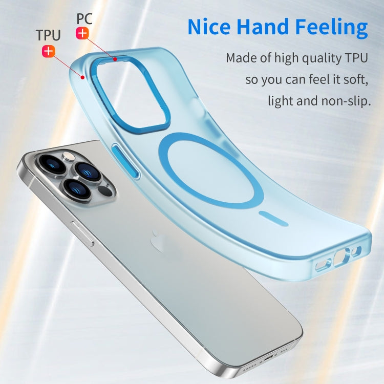 For iPhone 13 Pro MagSafe Frosted Translucent TPU + PC Full Coverage Phone Case(Blue) by buy2fix