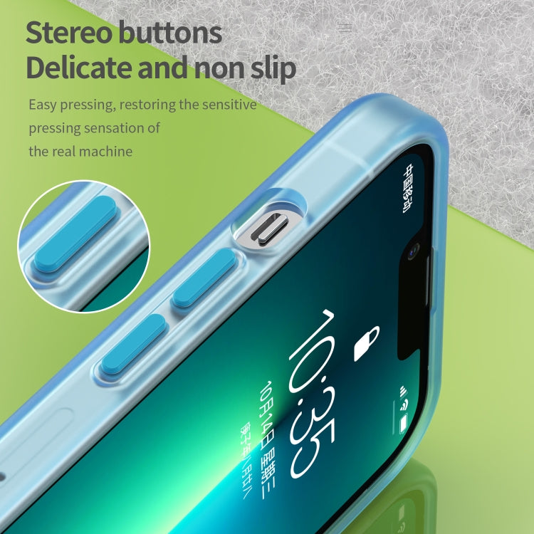For iPhone 13 Pro MagSafe Frosted Translucent TPU + PC Full Coverage Phone Case(Blue) by buy2fix