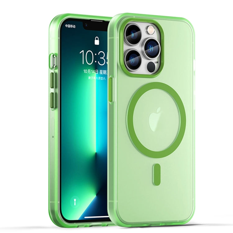 For iPhone 13 Pro MagSafe Frosted Translucent TPU + PC Full Coverage Phone Case(Green) by buy2fix