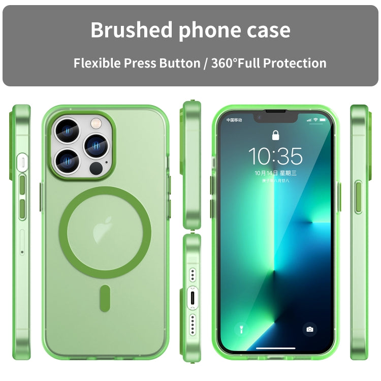 For iPhone 13 Pro MagSafe Frosted Translucent TPU + PC Full Coverage Phone Case(Green) by buy2fix