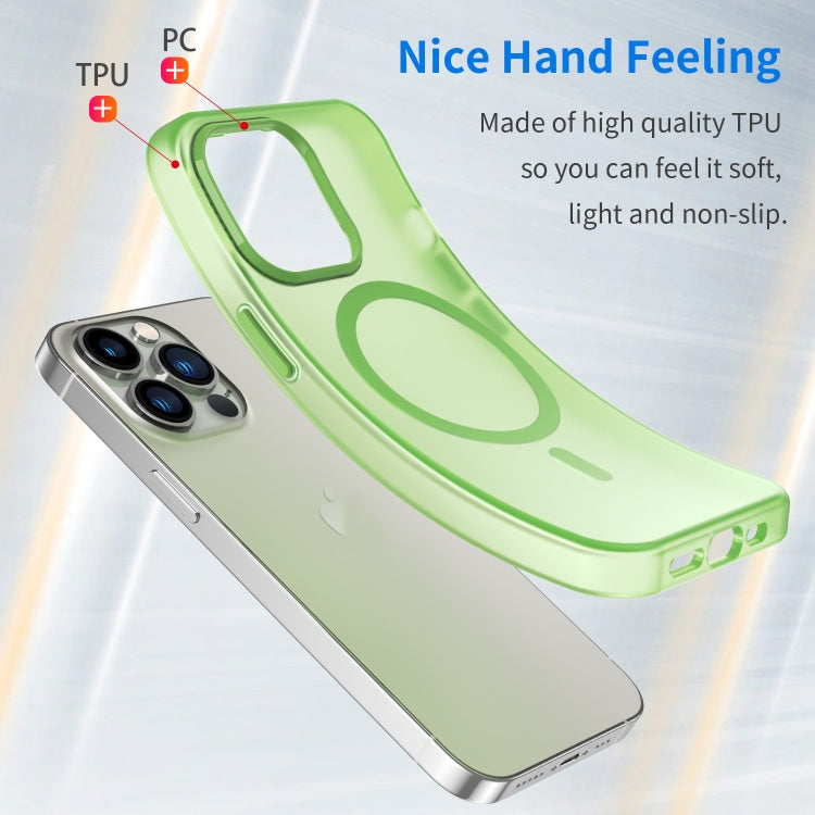 For iPhone 13 Pro MagSafe Frosted Translucent TPU + PC Full Coverage Phone Case(Green) by buy2fix