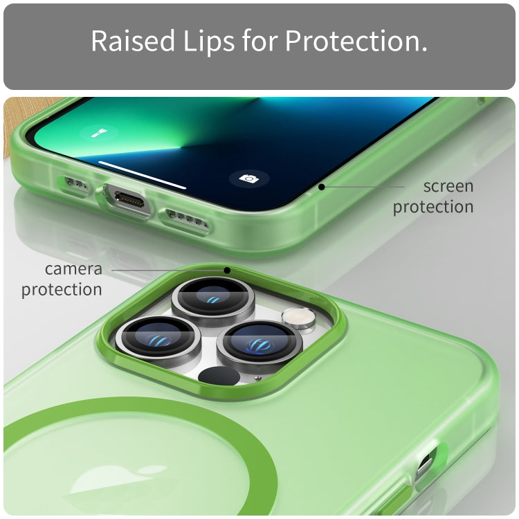 For iPhone 13 Pro MagSafe Frosted Translucent TPU + PC Full Coverage Phone Case(Green) by buy2fix