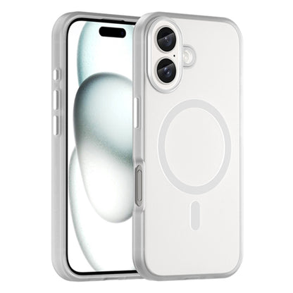 For iPhone 16 MagSafe Frosted Translucent TPU + PC Full Coverage Phone Case(White) by buy2fix