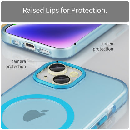 For iPhone 16 MagSafe Frosted Translucent TPU + PC Full Coverage Phone Case(Blue) by buy2fix
