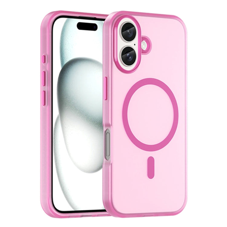 For iPhone 16 MagSafe Frosted Translucent TPU + PC Full Coverage Phone Case(Pink) - iPhone 16 Cases by buy2fix | Online Shopping UK | buy2fix