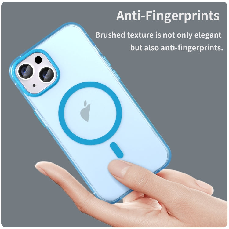 For iPhone 16 Plus MagSafe Frosted Translucent TPU + PC Full Coverage Phone Case(Blue) by buy2fix