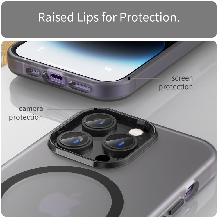 For iPhone 16 Pro MagSafe Frosted Translucent TPU + PC Full Coverage Phone Case(Black) by buy2fix