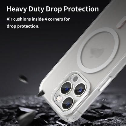 For iPhone 16 Pro MagSafe Frosted Translucent TPU + PC Full Coverage Phone Case(White) by buy2fix