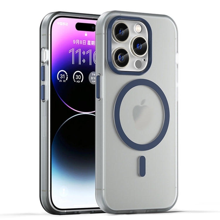 For iPhone 16 Pro MagSafe Frosted Translucent TPU + PC Full Coverage Phone Case(Dark Blue) by buy2fix