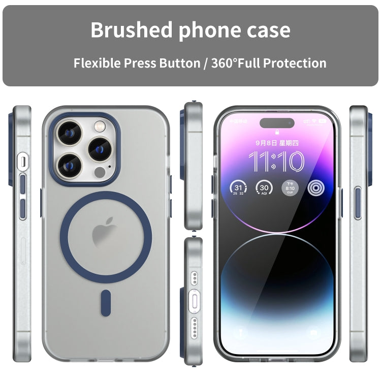 For iPhone 16 Pro MagSafe Frosted Translucent TPU + PC Full Coverage Phone Case(Dark Blue) by buy2fix