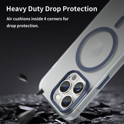For iPhone 16 Pro MagSafe Frosted Translucent TPU + PC Full Coverage Phone Case(Dark Blue) by buy2fix
