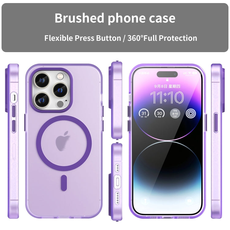 For iPhone 16 Pro MagSafe Frosted Translucent TPU + PC Full Coverage Phone Case(Dark Purple) by buy2fix