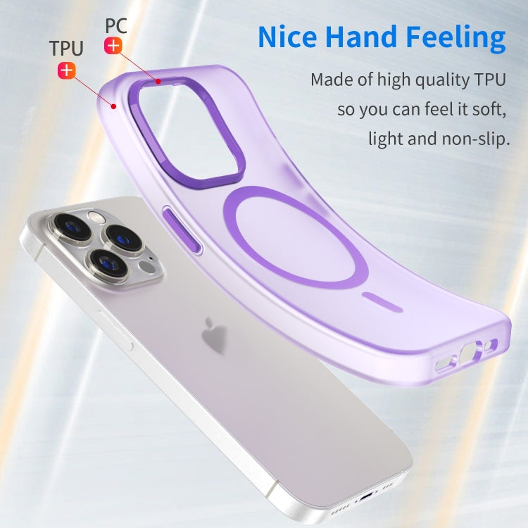 For iPhone 16 Pro MagSafe Frosted Translucent TPU + PC Full Coverage Phone Case(Dark Purple) by buy2fix
