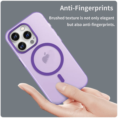 For iPhone 16 Pro MagSafe Frosted Translucent TPU + PC Full Coverage Phone Case(Dark Purple) by buy2fix