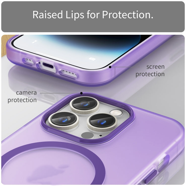 For iPhone 16 Pro MagSafe Frosted Translucent TPU + PC Full Coverage Phone Case(Dark Purple) by buy2fix