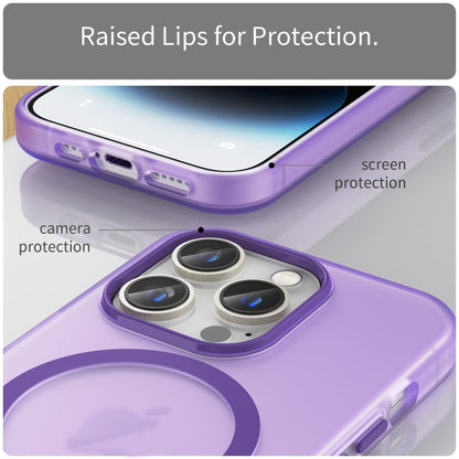For iPhone 16 Pro MagSafe Frosted Translucent TPU + PC Full Coverage Phone Case(Dark Purple) by buy2fix
