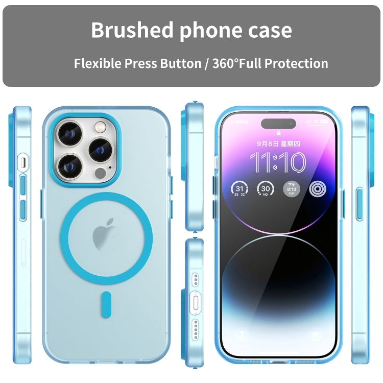 For iPhone 16 Pro MagSafe Frosted Translucent TPU + PC Full Coverage Phone Case(Blue) by buy2fix