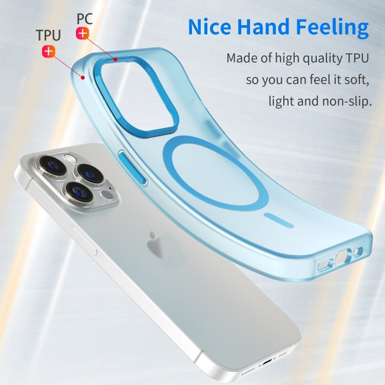 For iPhone 16 Pro MagSafe Frosted Translucent TPU + PC Full Coverage Phone Case(Blue) by buy2fix