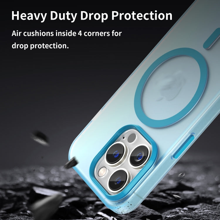 For iPhone 16 Pro MagSafe Frosted Translucent TPU + PC Full Coverage Phone Case(Blue) by buy2fix