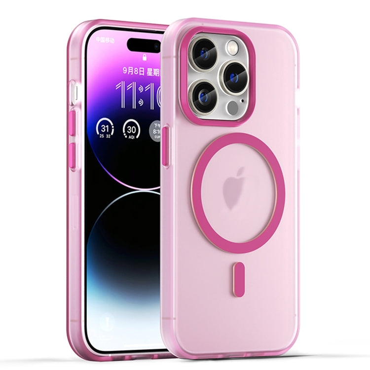 For iPhone 16 Pro MagSafe Frosted Translucent TPU + PC Full Coverage Phone Case(Pink) by buy2fix